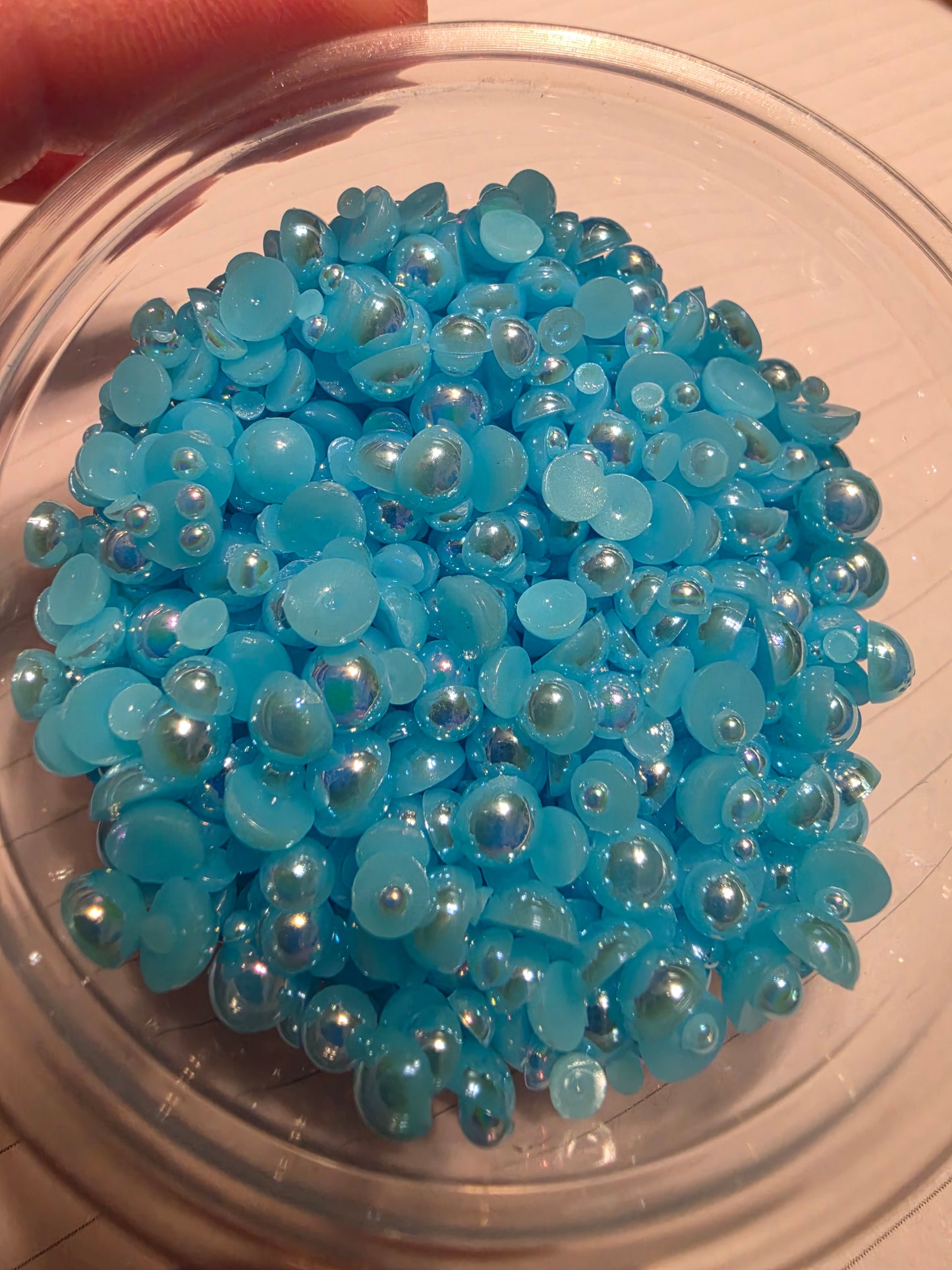 Aqua Domed Flatback Pearls