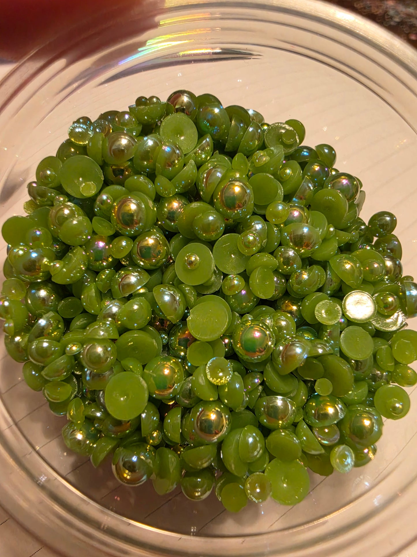 Olive Domed Flatback Pearls
