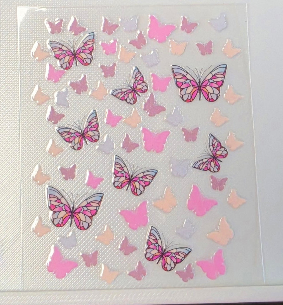 B8-Pink Butterfly Spray Bottle Decal