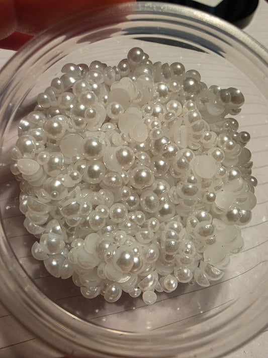 Snow Domed Flatback Pearls