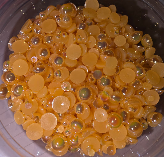 Tangerine Domed Flatback Pearls