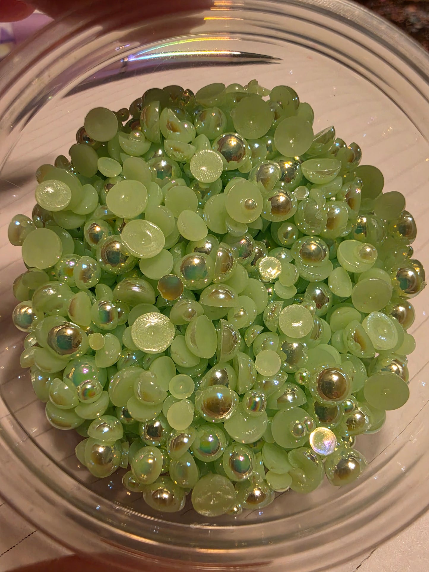 Lime Domed Flatback Pearls