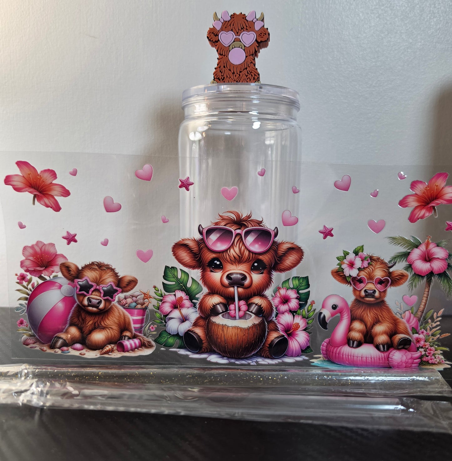 Cow Pink Coconut Snowglobe Set