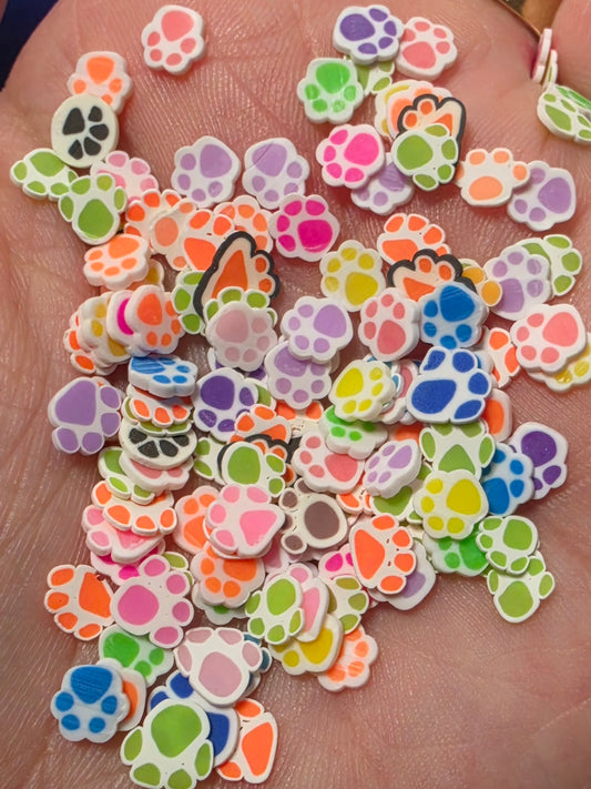 Colored Paw Prints Polymer Clay
