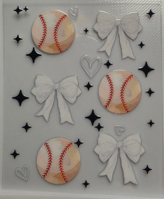 B42-Baseball Bow Spray Bottle Decal