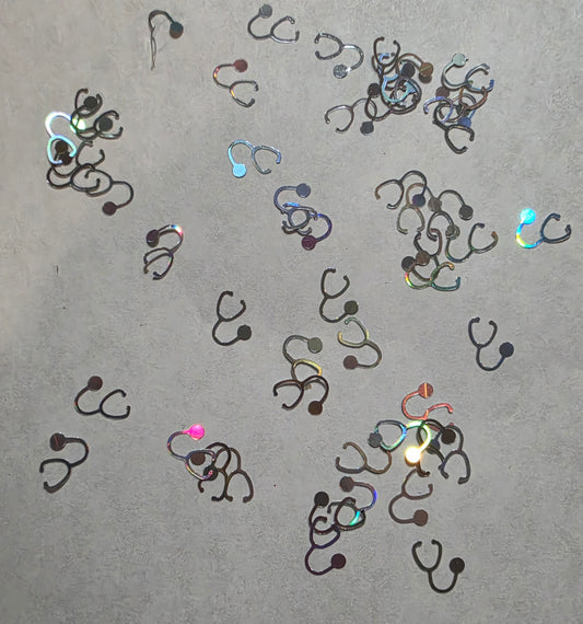 Stethoscope Silver Shaped Glitter