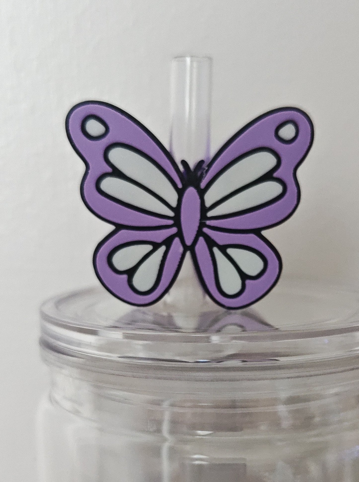 Purple Butterfly Straw Topper
